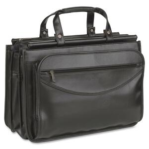 Solo Triple Compartment Portfolio - Top-loading - 12" x 17" x 8" - Vinyl - Black
