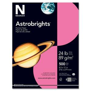Wausau Paper Astrobrights Colored Paper - Letter - 8.5" x 11" - 24lb - Smooth - 500 x Sheet - Plasma Pink