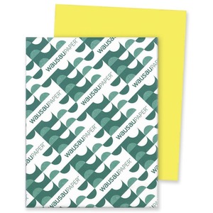 Wausau Paper Astrobrights Card Stock Paper - Letter - 8.5" x 11" - 65lb - Smooth - 250 x Sheet - Lift-off Lemon