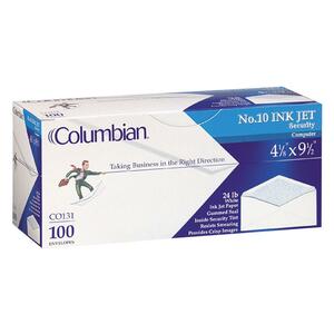 MeadWestvaco Columbian Inkjet Security Envelope - #10 (4.12" x 9.5") - 24lb - Gummed - Wove - 100 / Box - White