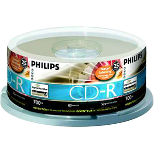 Philips CD Recordable Media - CD-R - 52x - 700 MB - 25 Pack Spindle CR7D5LB25/17