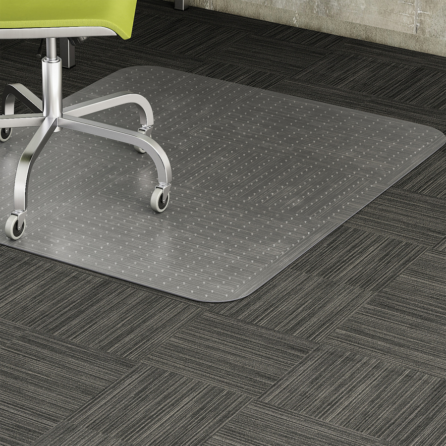 Lorell Low Pile Rectangular Chairmat - Carpeted Floor - 60 Length X 46 Width X 0.12 Thickness - Rectangle - Vinyl - Clear