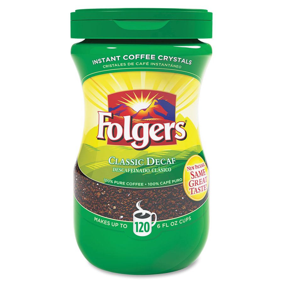 FOL20630 Folgers Classic Decaf Instant Coffee Crystals Office Supply Hut