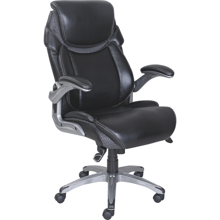 Lorell Wellness By Design Executive Chair - 5-star Base - Black - Bonded Leather - 22.50 Seat Width X 18.50 Seat Depth - 30 Width X 27.8 Depth X 46.8 Height