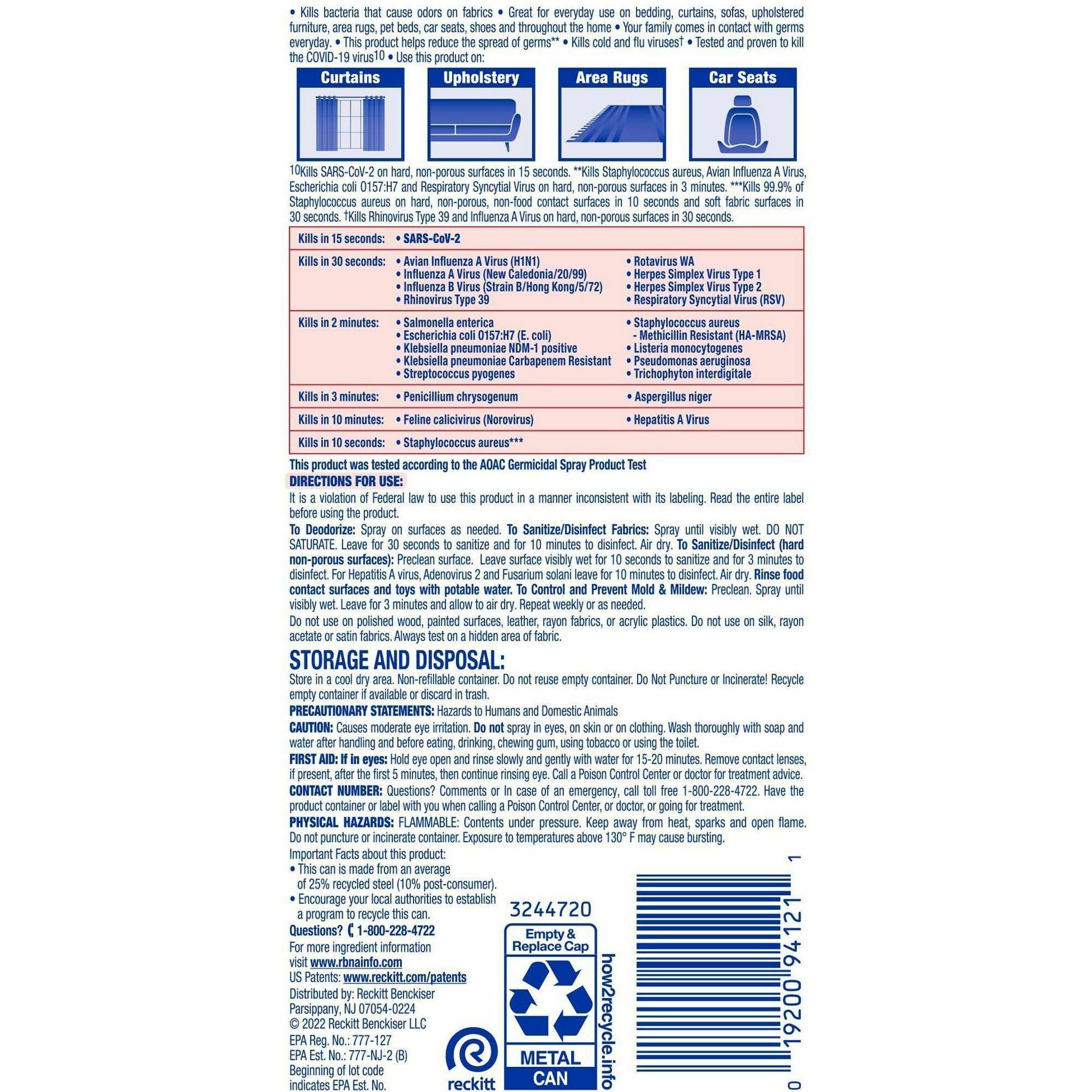 Lysol Fabric Disinfectant Spray Rapid Supply