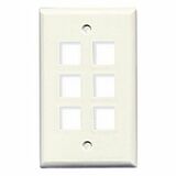 image of Belkin 6 Socket Keystone Network Faceplate - Unloaded Socket(s)  - 1-Gang - Ivory