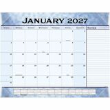 Visual Organizer Marble Look Slate Blue Desk Pad Calendar