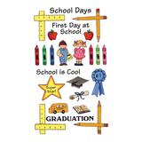 image of Chartpak School Days Theme Rub-On Art Transfers - Rub-on Art Transfer - Assorted - Vellum - Multicolor