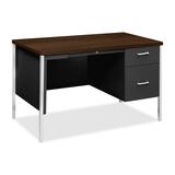 "HON 34000 Series Steel Right Pedestal Desk - 29.5"" Height x 48"" Width x 30"" Depth - Single Pedestal on Right Side - Steel - Walnut"
