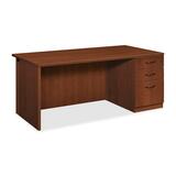 "HON Park Avenue Right Pedestal Desk with Black Loop Handle - 29.5"" Height x 72"" Width x 36"" Depth - Single Pedestal on Right Side - Beaded Edge - Wood - Henna Cherry"