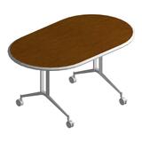 "HON Perpetual Mobility Desk - Oval - 29.5"" x 60"" x 36"" x 0.75"" - Cherry"