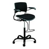 "HON Perpetual 4315 Task Stool With Arms - Steel Black Frame - 28"" x 28"" x 47.5"" - Acrylic Raven, Polyester Raven Seat"