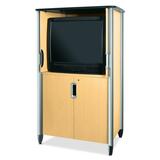 "HON Tercero Collection Video Console - 78"" Height x 46"" Width x 33"" Depth - Medium Oak, Titanium"