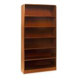Lorell Radius Hardwood Veneer Bookcase - 72" Height x 36" Width x 12" Depth - Wood - 5 x Adjustable Shelf(ves) - Medium Oak
