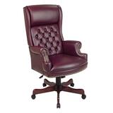 Lorell Executive High-Back Chair - Wood Frame - Vinyl Oxblood Seat
