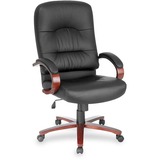 Lorell Woodbridge Executive High-Back Chair - Leather Black Seat