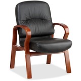 Lorell Woodbridge Leather Side Chair - Leather Black Seat