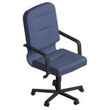 Lorell BrookStone Executive Mid-Back Chair - Black Frame - Blue Seat