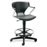 "HON Pneumatic Height Stool With Arms - Steel Frame - 26.5"" x 26.5"" x 46"" - Polymer Lava Seat"