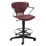 "HON Pneumatic Height Stool With Arms - Steel Frame - 26.5"" x 26.5"" x 46"" - Polymer Garnet Seat"