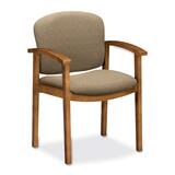 "HON Invitation 2111 Single Rail Arm Chair - Wood Medium Oak Frame - 23.5"" x 18.5"" x 33.12"" - Oatmeal Seat"