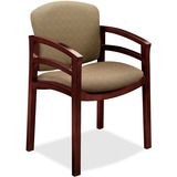 "HON Invitation 2112 Double Rail Arm Chair - Wood Mahogany Frame - 23.5"" x 18.5"" x 33.12"" - Oatmeal Seat"