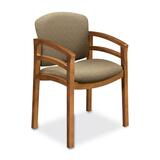 "HON Invitation 2112 Double Rail Arm Chair - Wood Medium Oak Frame - 23.5"" x 18.5"" x 33.12"" - Oatmeal Seat"
