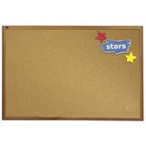 image of Quartet Wood Frame Cork Bulletin Board - 8ft x 4ft - Cork Surface - Wood Frame - Woodgrain