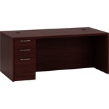 "HON Valido 11500 Series Rectangular Top Left Pedestal Desk - 29.5"" Height x 72"" Width x 36"" Depth - Single Pedestal on Left Side - Particleboard, Wood - Mahogany Top"
