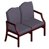"Lesro Hartford Series Two Seat Traditional Sofa - Mahogany Frame - 43.75"" x 26"" x 34"" - Navy Blue Seat"