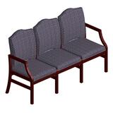 "Lesro Hartford Series Three Seat Traditional Sofa - Mahogany Frame - 65"" x 26"" x 34"" - Navy Blue Seat"