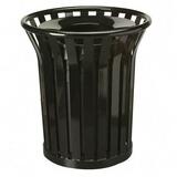 United Receptacle Americana Steel Waste Receptacle - 136.26L Capacity - Round - 29" Opening Diameter - 32.5" Height - Steel - Black