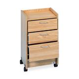 Hausmann Oak 3 Drawer Mobile Cart - 3 Drawer - 100 lb Capacity - 2.5" Caster - Laminate, Polystyrene - 18.5" x 18.5" x 30" - Oak