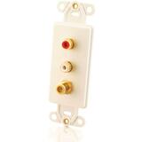 Cables To Go 3 Socket Decorative Gold Multimedia Insert - RCA Coaxial, F81 - White
