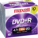 DVD+R Discs, 4.7GB, 16x, w/Jewel Cases, Silver, 10/Pack  MPN:639005
