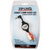Cables Unlimited Ziplinq Retractable 3.5mm to 2 RCA Black Audio Cable
