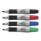 Integra Large Rubbergrip Permanent Markers - Chisel Tip - Black, Blue, Red, Green - 4 per Pack