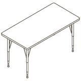 "HON Rectangular Activity Table - Rectangle - 60"" x 30"" x 1.12"" - Particleboard - Medium Oak, Black"