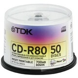 50PK TDK CDR 700MB 80MIN-52X SLVR INKJET HUB PRTBL