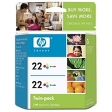 CC580FN#140 - HP No. 22 Twinpack Tri-color Ink Cartridge
