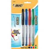 BIC Atlantis Stick Ballpoint Pen - 1.2 mm Pen Point Size - Assorted Ink - Clear Barrel - 4 / Pack