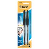 BIC Atlantis Stick Ballpoint Pen - 1.2 mm Pen Point Size - Black Ink - Clear Barrel - 2 / Pack
