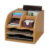 Safco 3-Way Corner Radius Organizer - 16.5' x 13.25' x 11' - 3 Compartment(s) - Wood - Medium Oak