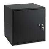 "Safco Single Base Cube with Locking Door - 4"" Height x 15"" Width x 15"" Depth - Black"