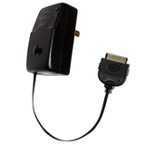 Emerge Retractable iPod Wall Outlet Power Charger (Black)