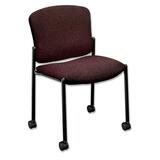 HON Pagoda Mobile Stacking Guest Chairs Without Arms - Steel Black Frame - Polyester Claret Seat