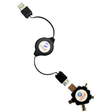 Emerge Retractable USB 2.0 A-Male to A-Female Cable with Multi-Tip 'Star' Adapter