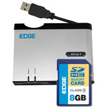 EDGE Tech 8GB SDHC Card and All-in-one Reader Kit - EDGDM212636PE
