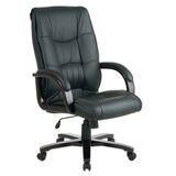"Office Star Tailored High-back Executive Chair - 26"" x 30.5"" x 46"" - Leather Black Seat"