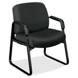 "HON Pyramid 3500 Series Guest Chair With Arms - 28.25"" x 27"" x 35"" - Polyester Charcoal Gray Seat"